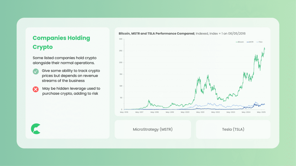 Overview of companies holding crypto